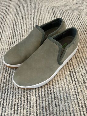 BOGS Kicker Leather Slip-Ons Women's Green Size 10 Suede Bloom